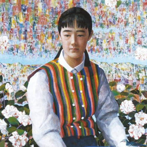 「待春図」 1995年 変形150号（部分） 油彩・テンペラ 東広島市蔵